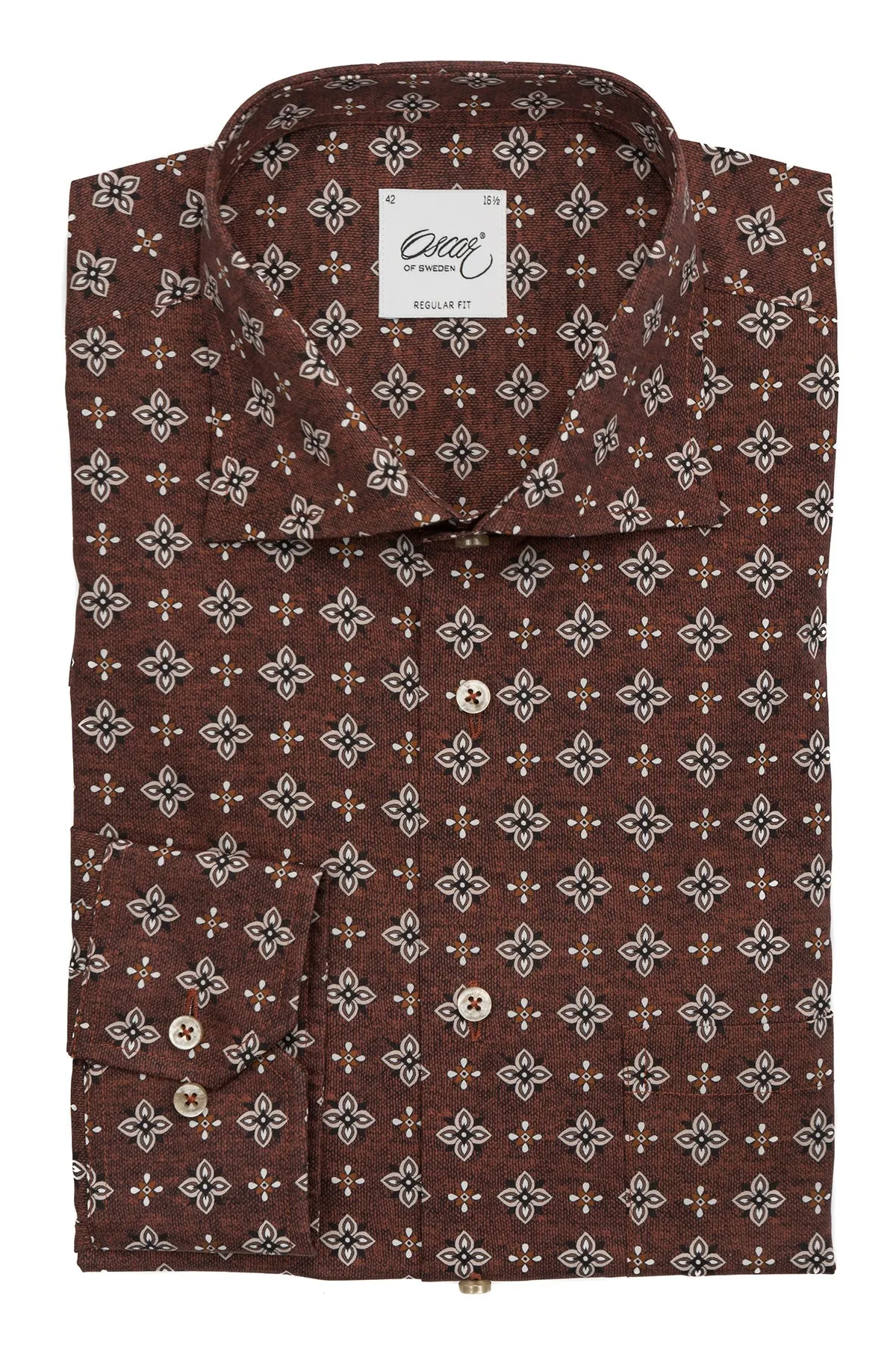 Rust printed regular fit shirt