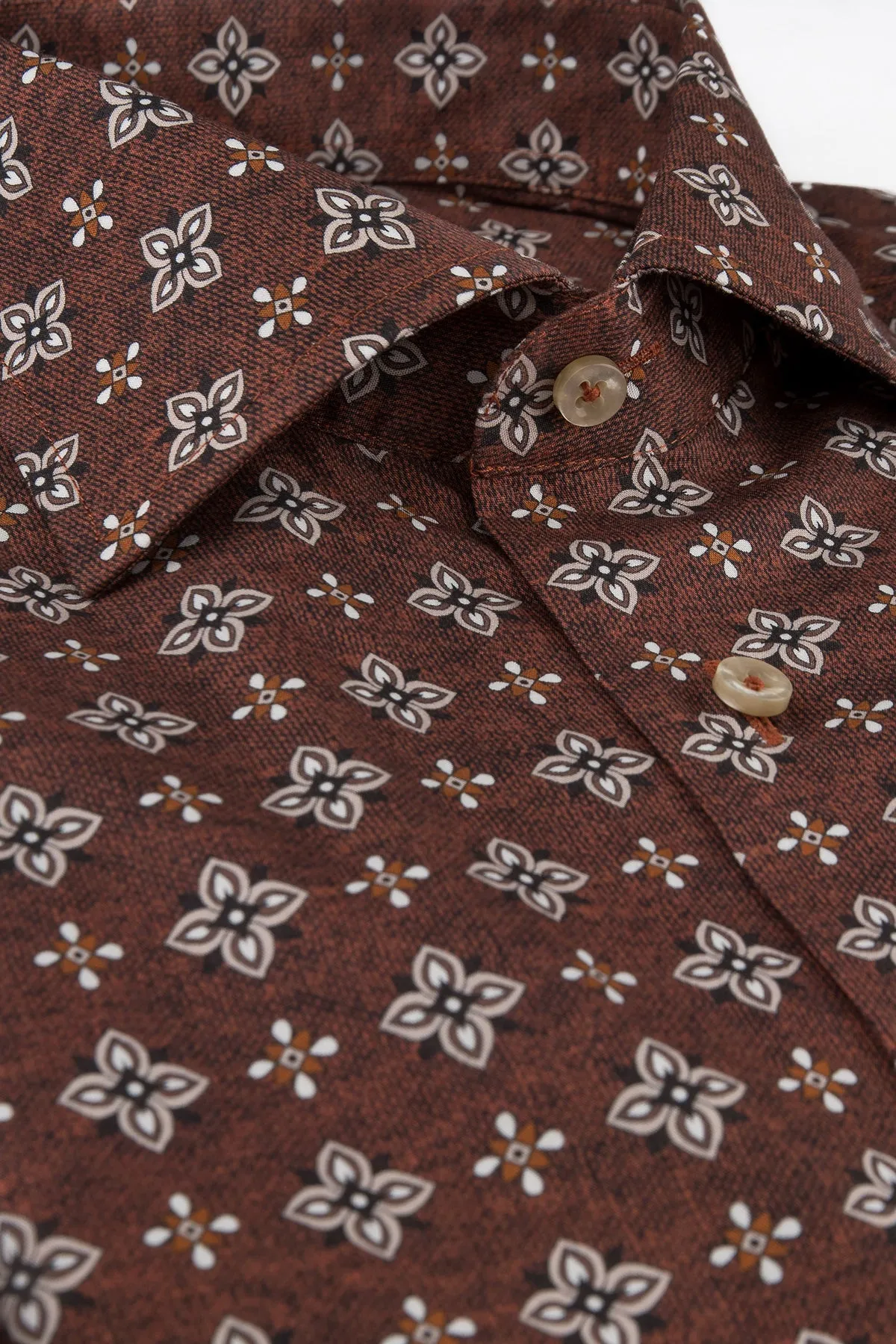 Rust printed regular fit shirt