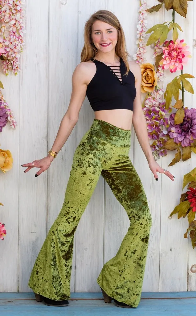 SALE- Emerald Velvet Slim Bells