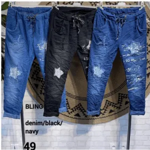 Sequin Denim Pants