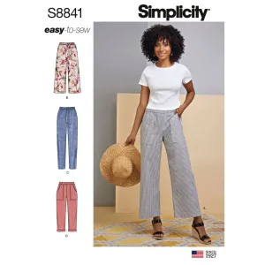 Simplicity Pattern S8841 Misses' Wide or Slim Leg Pull-on Pants 8841