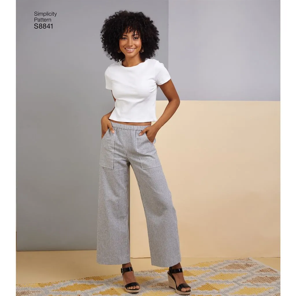 Simplicity Pattern S8841 Misses' Wide or Slim Leg Pull-on Pants 8841