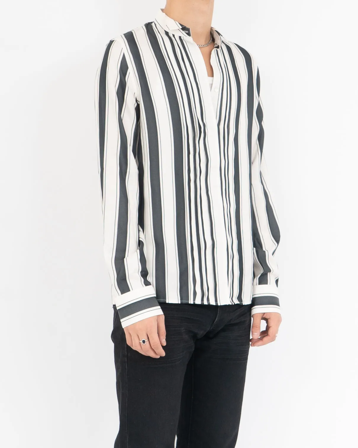 SS17 Black Striped Silk Shirt