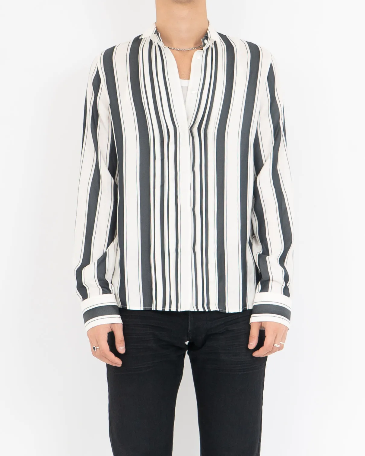 SS17 Black Striped Silk Shirt