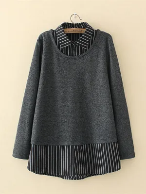 Striped Fake Two Pieces Shirts