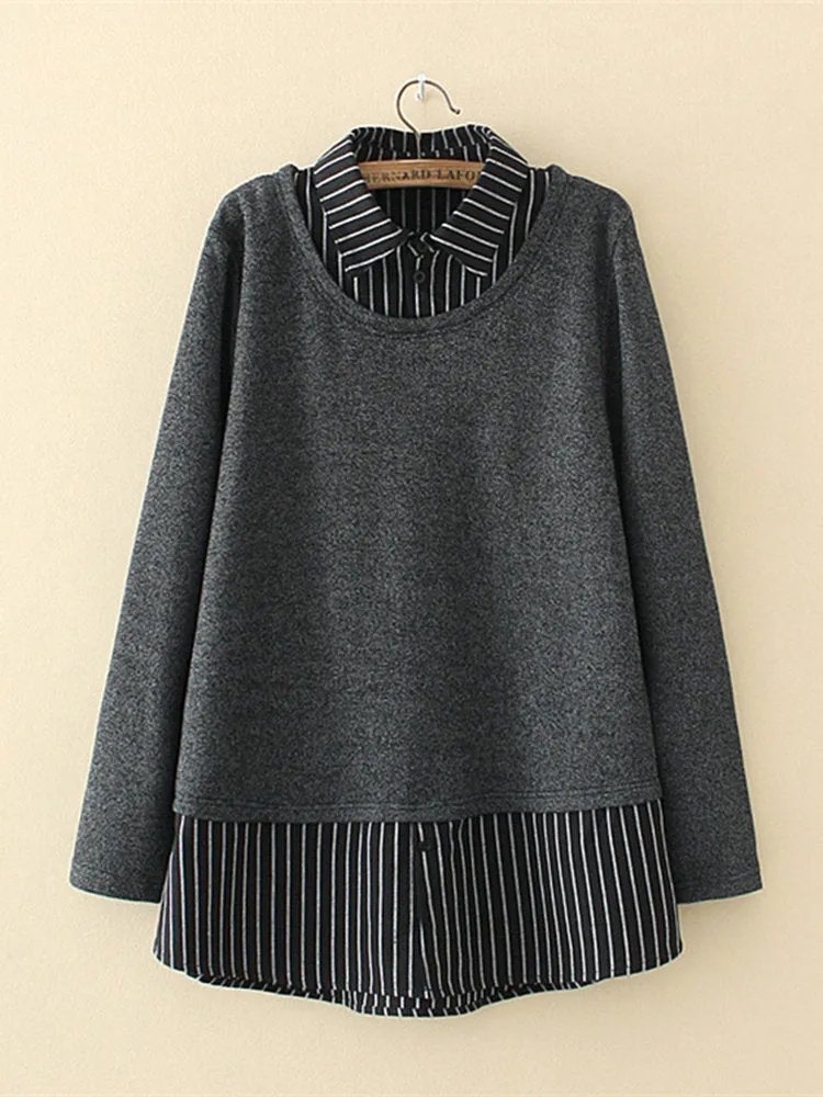 Striped Fake Two Pieces Shirts