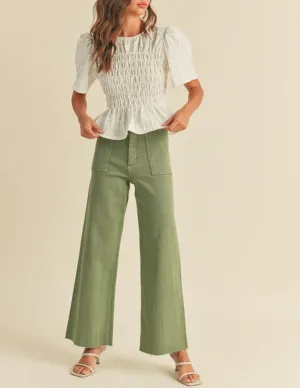 Suki Stretch Cotton Wide Leg Pants