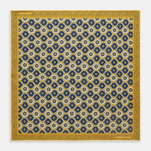 Tan Medallion Print Silk Pocket Square