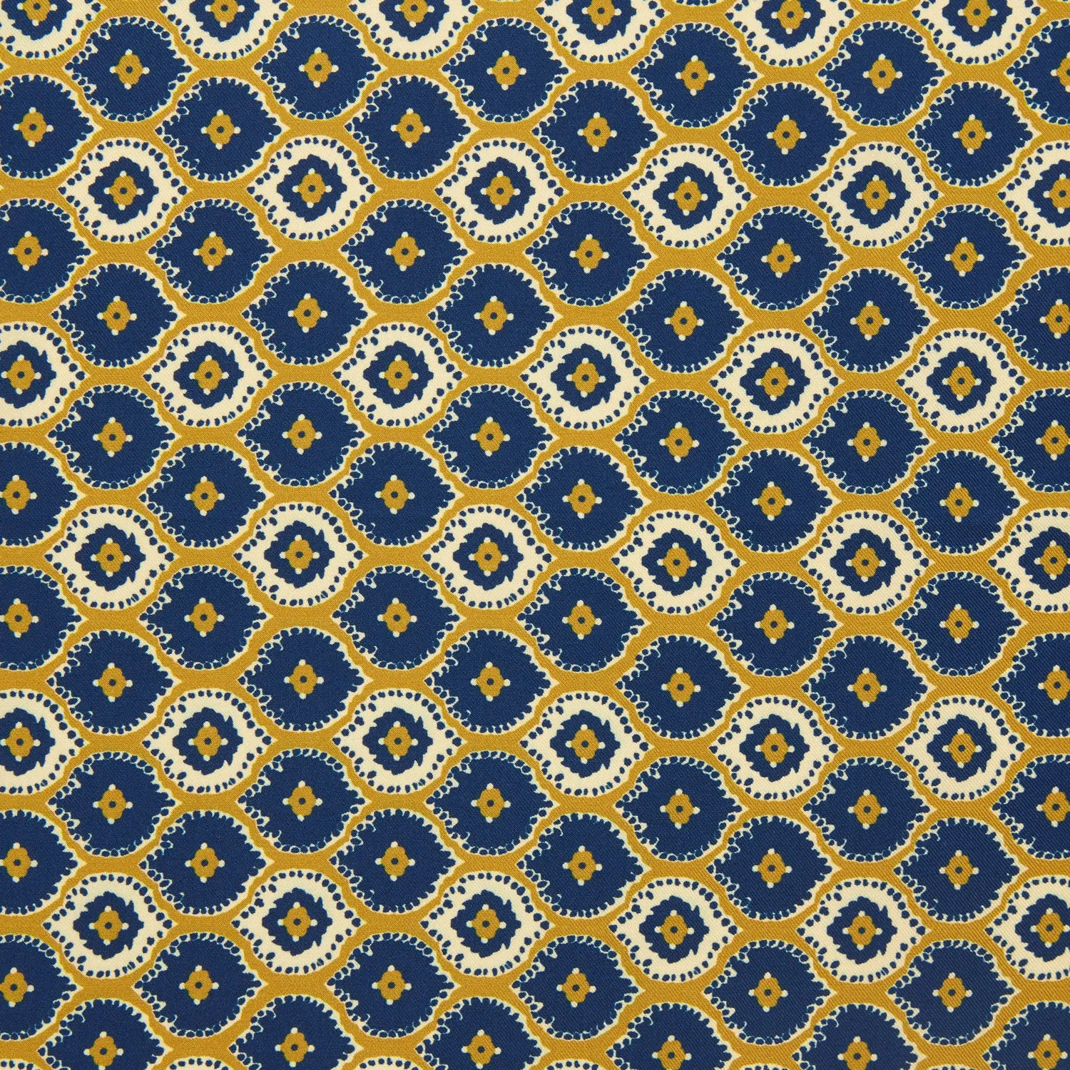 Tan Medallion Print Silk Pocket Square