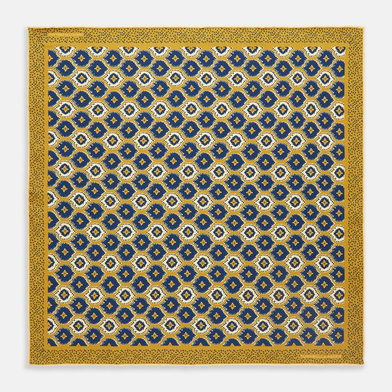 Tan Medallion Print Silk Pocket Square