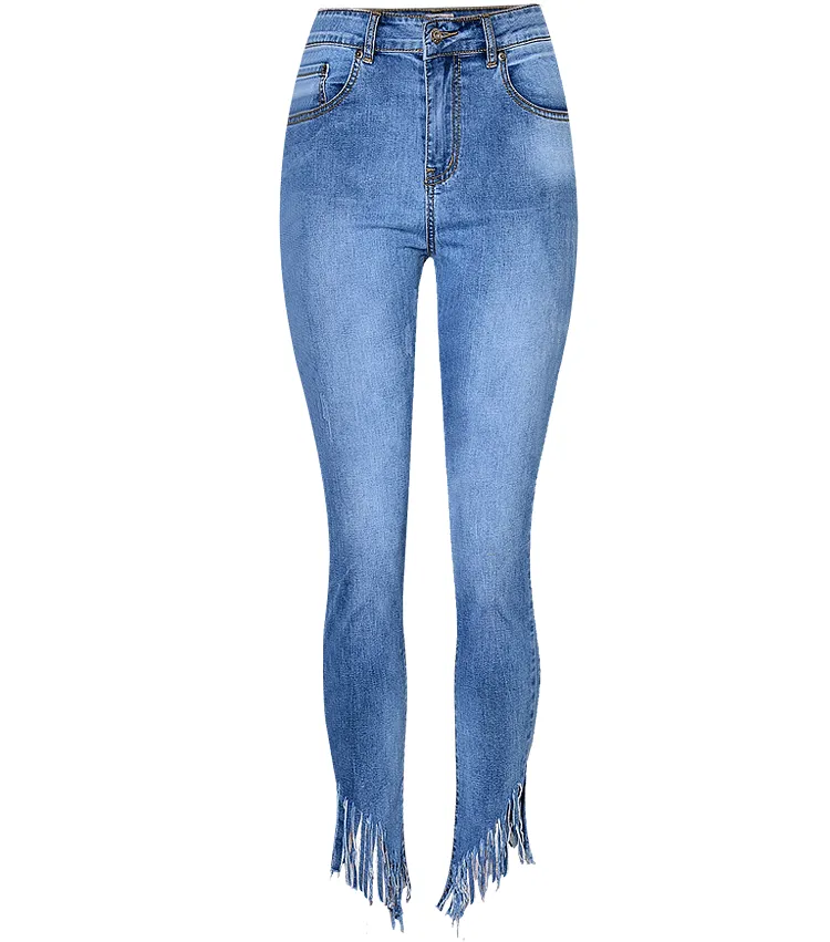 Tassels Packets High Waist Irregular Long Zipper Skinny Pants