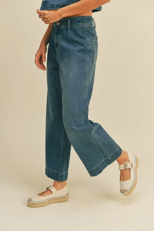 The Maisy Washed Denim Top   Pants Set - Sold Separately