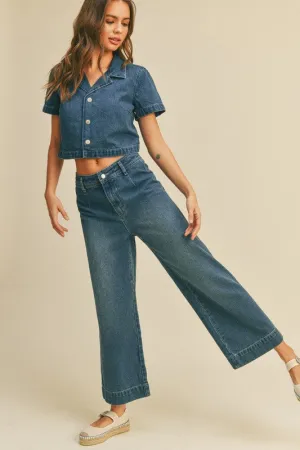 The Maisy Washed Denim Top   Pants Set - Sold Separately