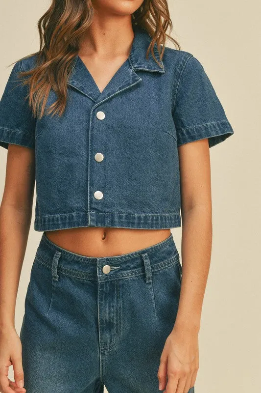 The Maisy Washed Denim Top   Pants Set - Sold Separately