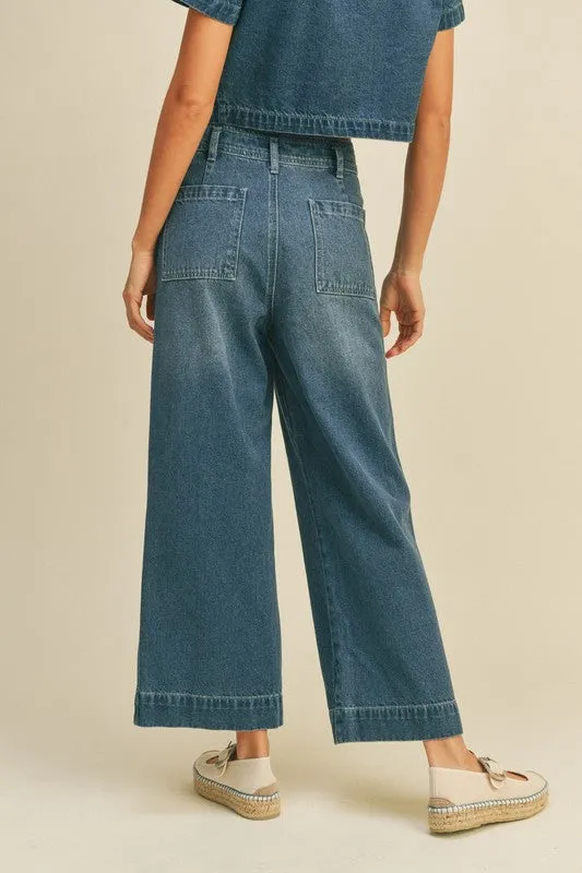 The Maisy Washed Denim Top   Pants Set - Sold Separately