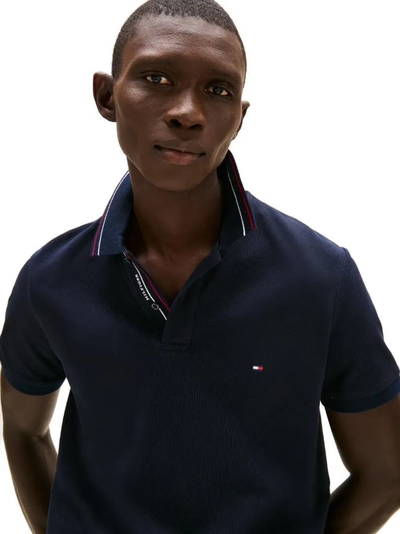 Tommy Hilfiger Men's Short Sleeve Polo Shirts in Regular Fit with Designs, Available in Big and Tall