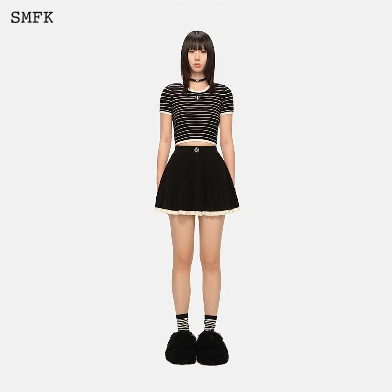 Vintage School Striped Knit Tee Black