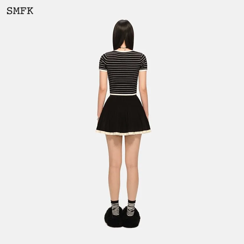 Vintage School Striped Knit Tee Black