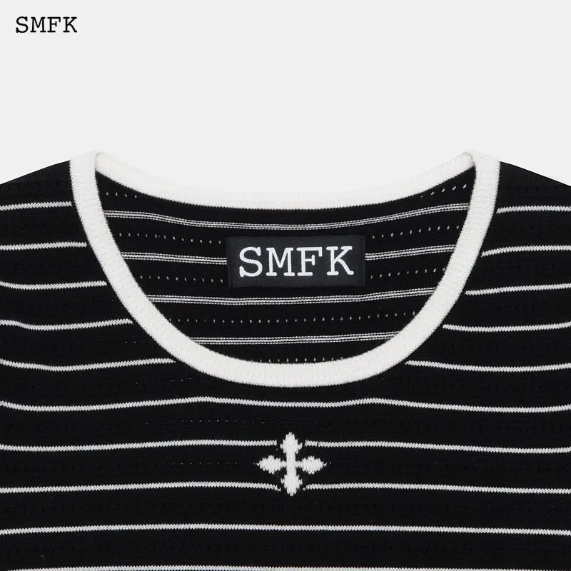 Vintage School Striped Knit Tee Black