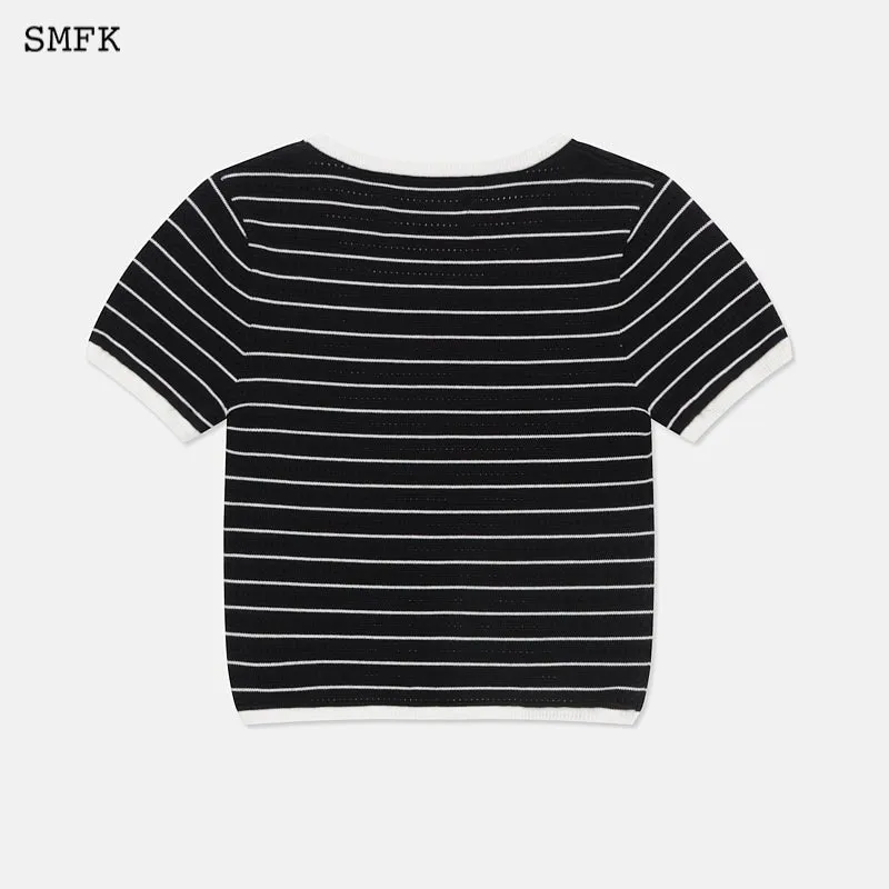 Vintage School Striped Knit Tee Black