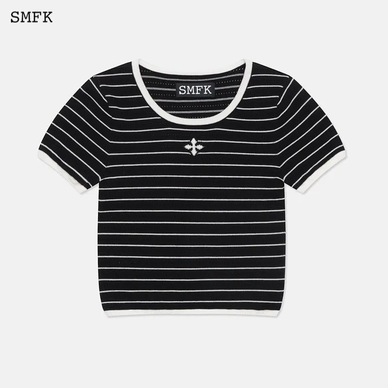 Vintage School Striped Knit Tee Black