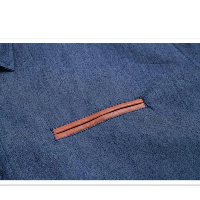 VISADA JAUNA  High Quality Men Shirt Jeans Long Sleeve