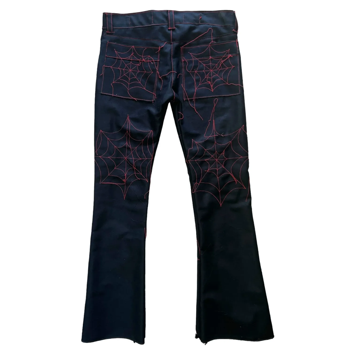Webbed black denim pants