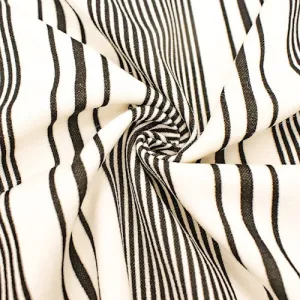 White/Black Striped Pattern Knit Fabric