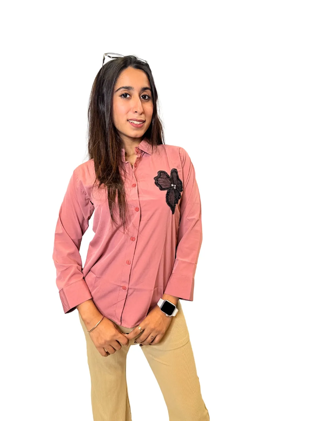 Women's Onion Pink Opaque Formal Shirt