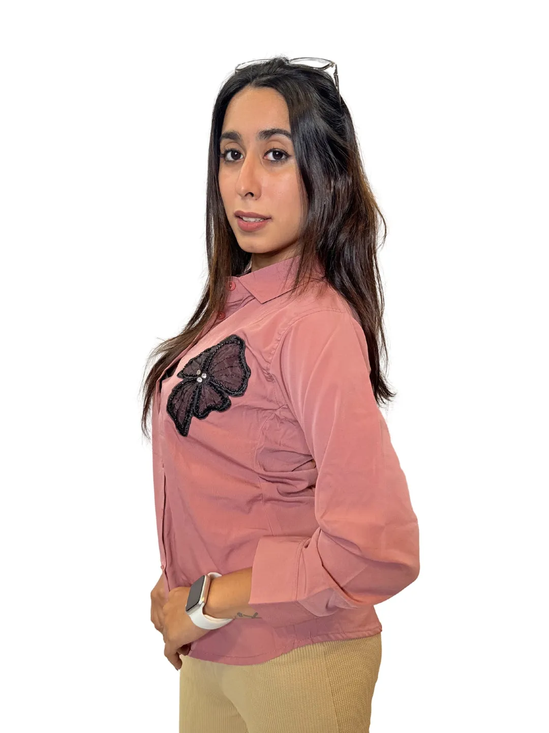 Women's Onion Pink Opaque Formal Shirt