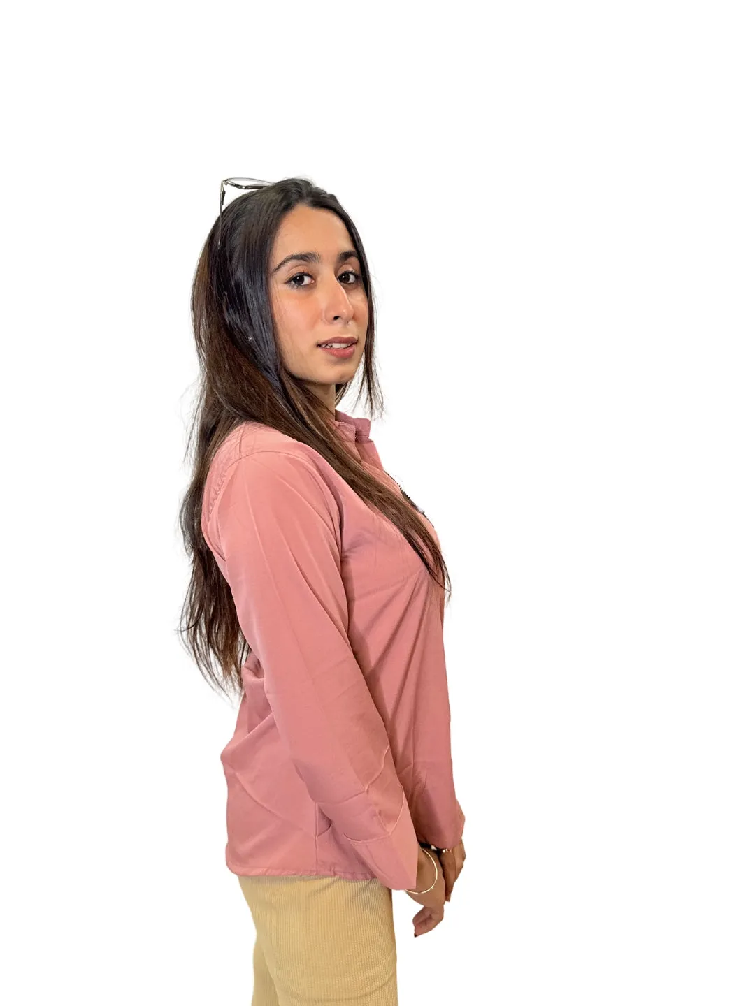 Women's Onion Pink Opaque Formal Shirt