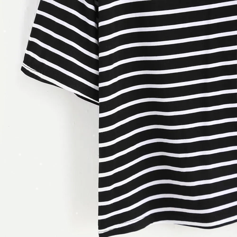 Womens T-Shirts Striped Crop Tshirt